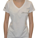 T-shirt fille blanc col v