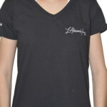 T-shirt fille noir col v